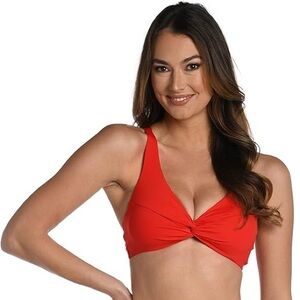 NWT La Blanca | Island Goddess Underwire Twist Bikini Top Cherry Red 10